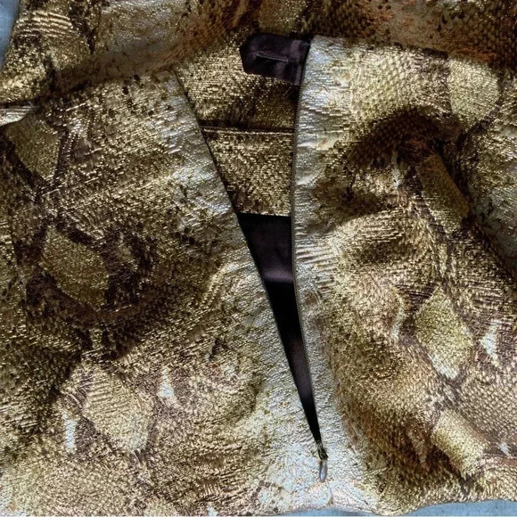 Lafayette 148 New York gold metallic snakeskin skirt wool and silk size 10 - Picture 9 of 11